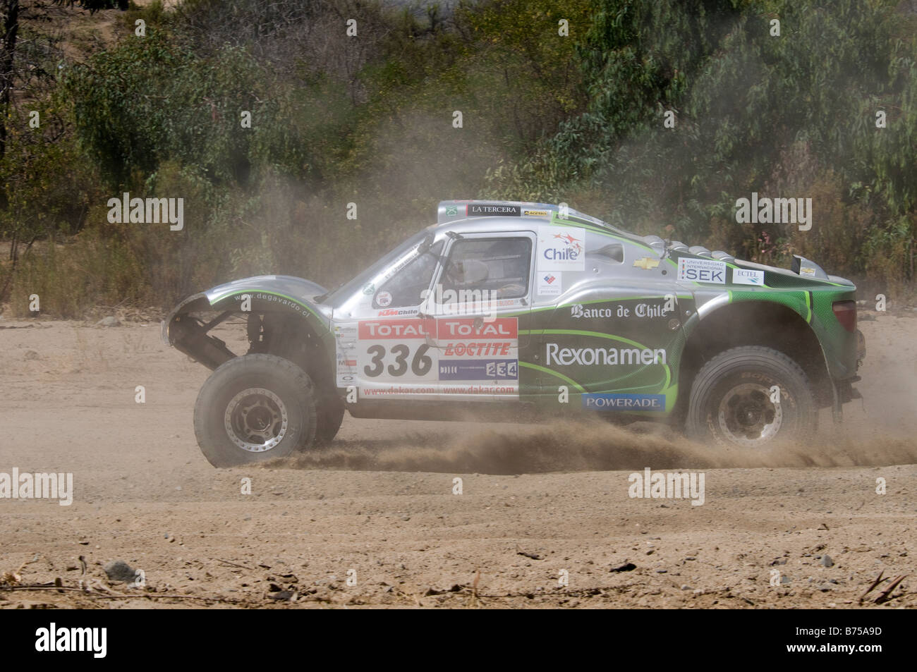 Rally Dakar Rally Raid, 2009 edition held in Argentina and Chile. Race Day Santiago to la Serena Chile. Stock Photo