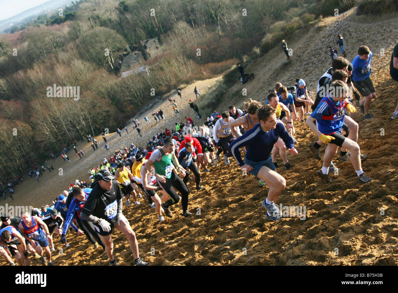 Runners at the Xmas pud race in Merthyr Mawr Mid Glamorgan South Wales Stock Photo