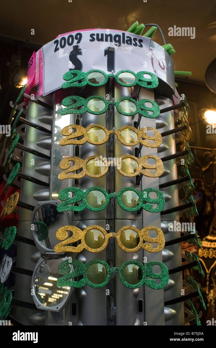 A souvenir store in New York attempts to unload their overstock on 2009 glasses Stock Photo