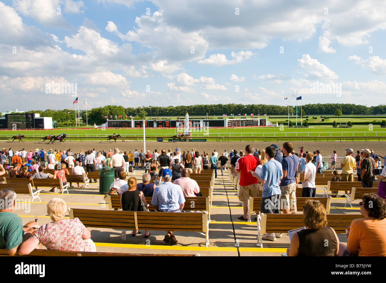 Race track crowd at track side. Stock Photo