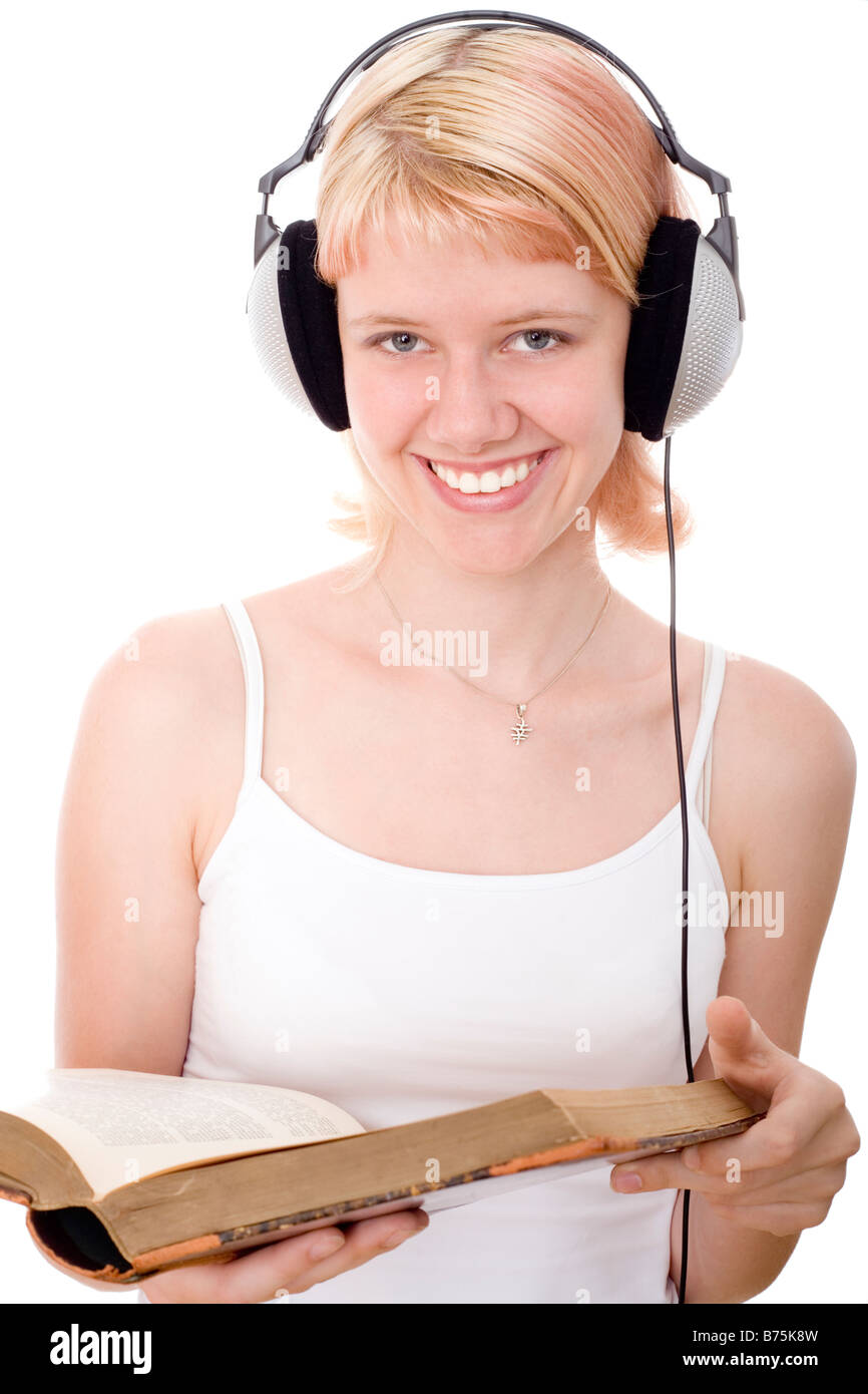 girl with headphones Stock Photo Alamy