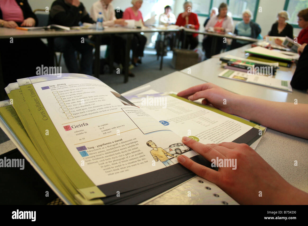 Welsh language students Bridgend College Mid Glamorgan South Wales Stock Photo