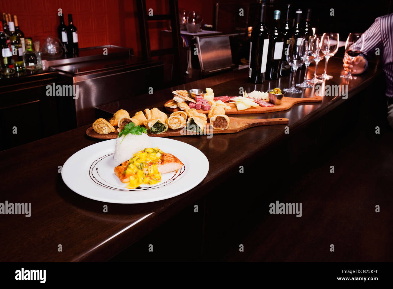 Food at a bar counter Stock Photo Alamy