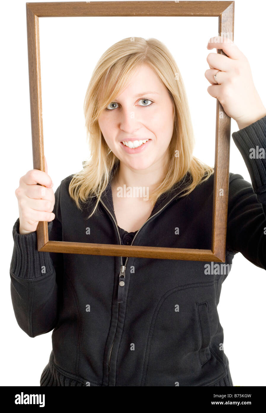 woman with picture frame Stock Photo - Alamy