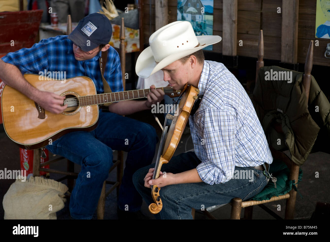 Country music players at a cover market in Chattanooga Tennessee Stock Photo