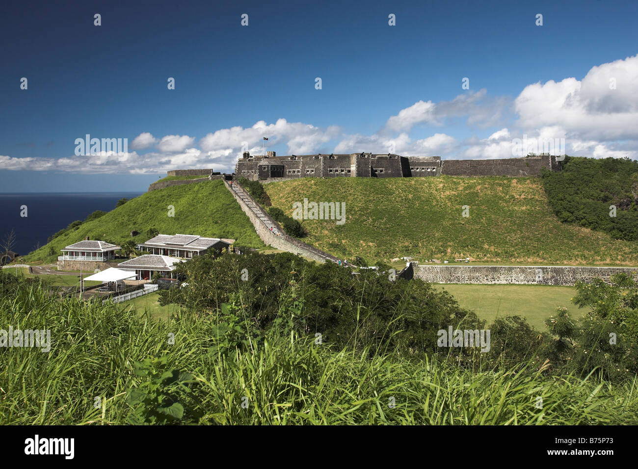 View of Brimstone Hill Fortress National Park in St Saint Kitts in the Caribbean, West Indies. Stock Photo
