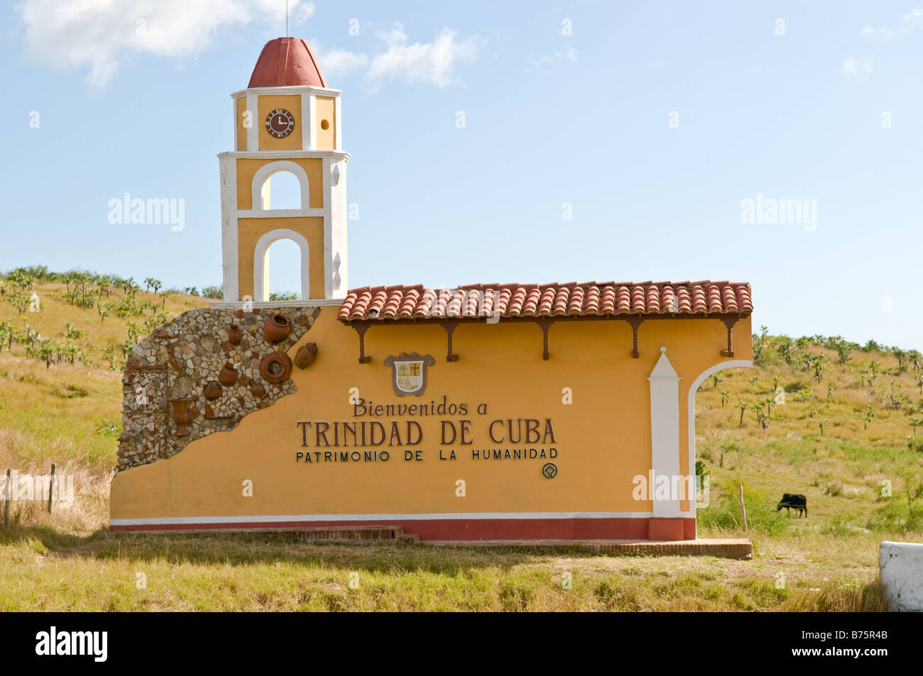 One of 2 striking signs on the approach to Trinidad Cuba Stock Photo