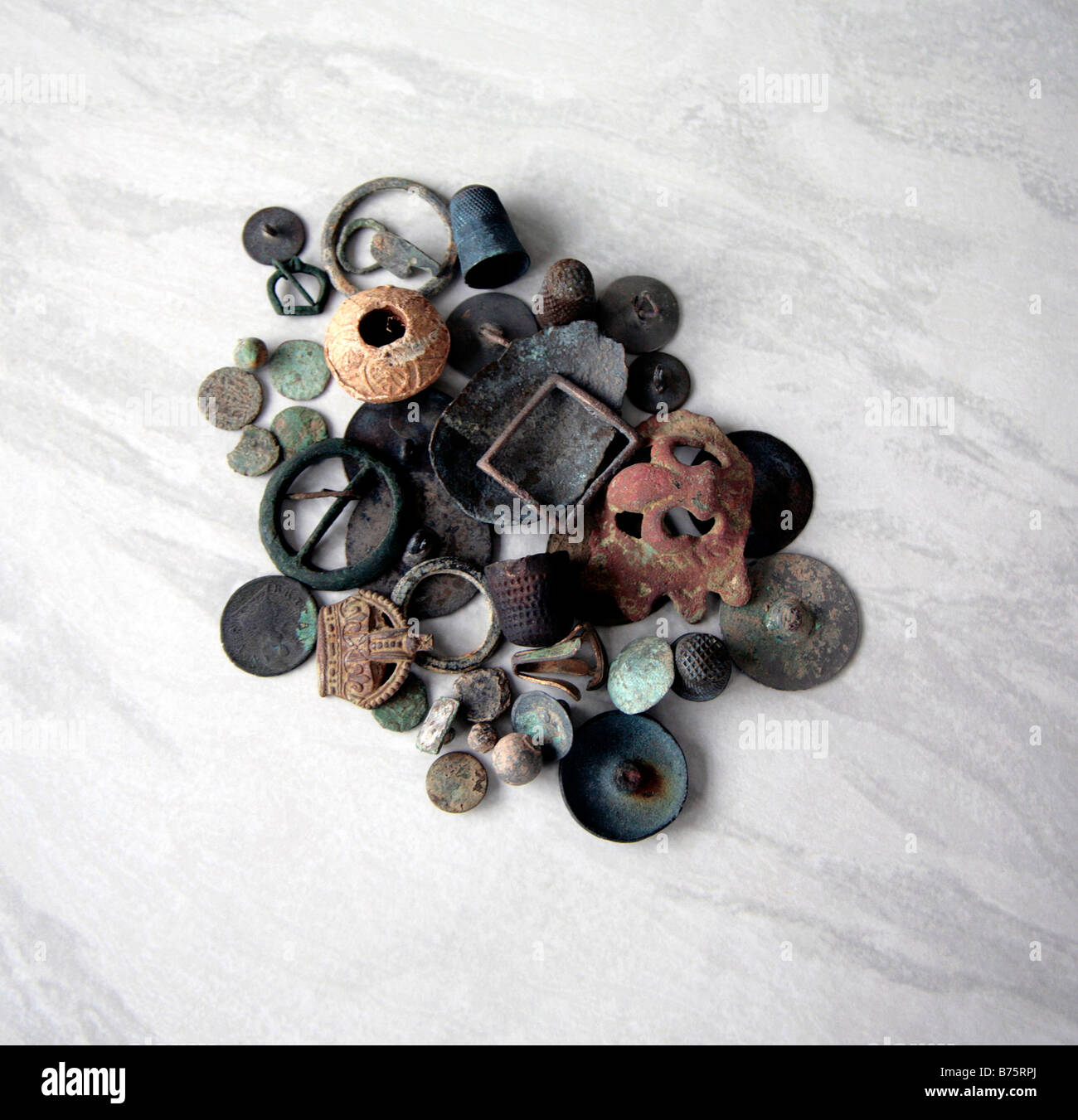 Metal detector finds Stock Photo Alamy