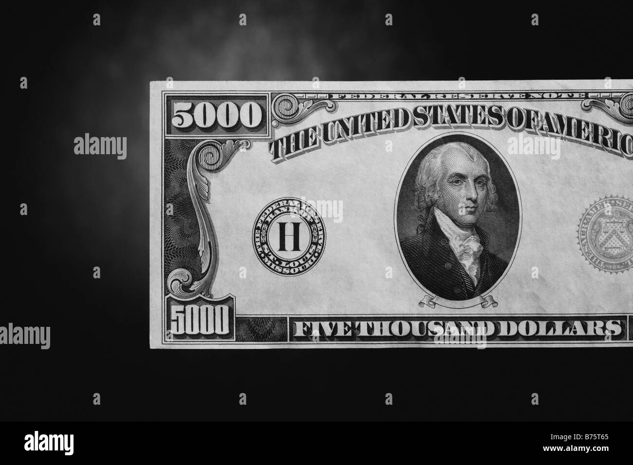Closeup of a five thousand dollar bill Stock Photo Alamy
