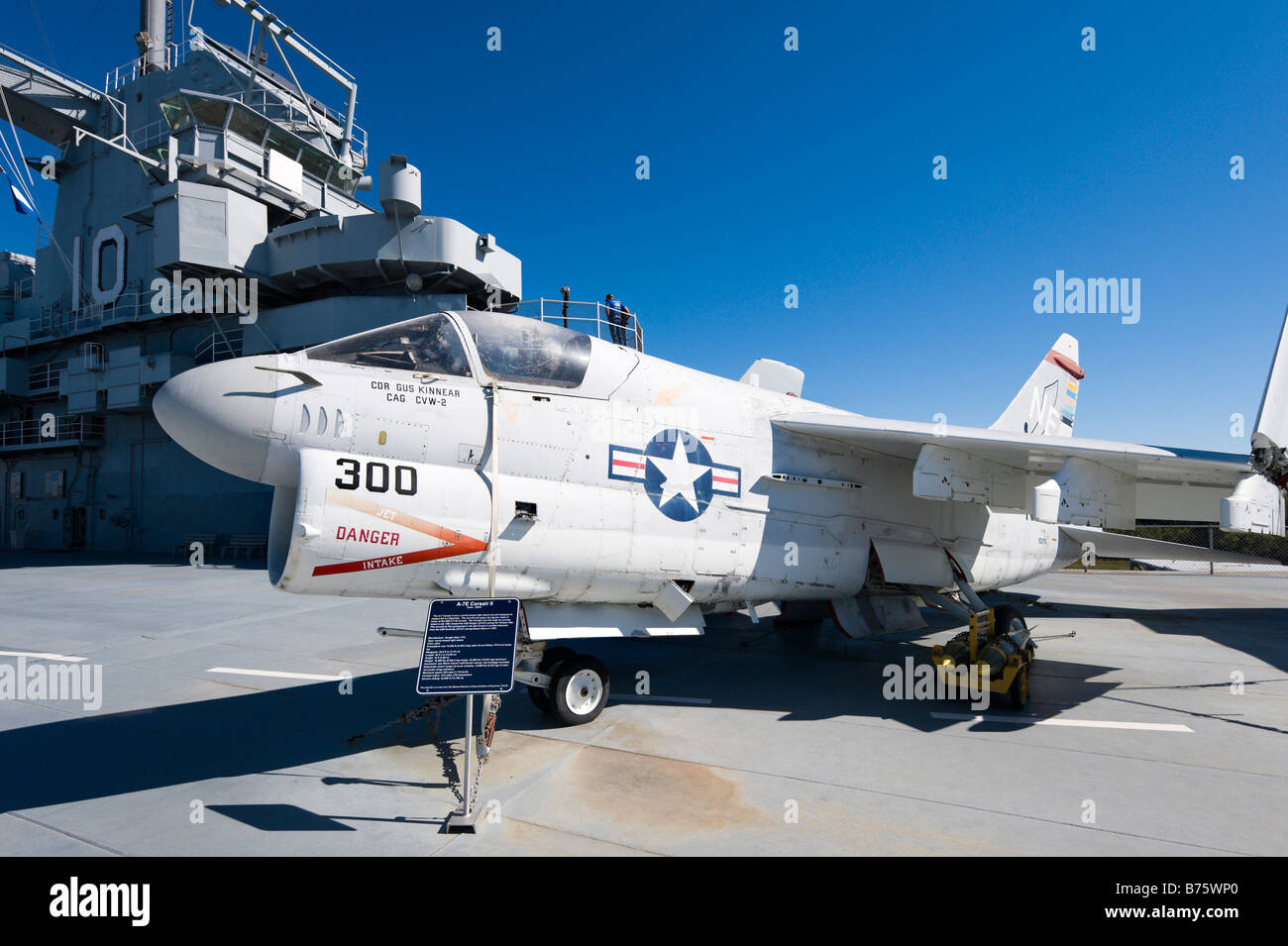 A-7E Corsair light attack aircraft on deck of USS Yorktown aircraft carrier, Patriots Point Naval Museum, Charleston Stock Photo