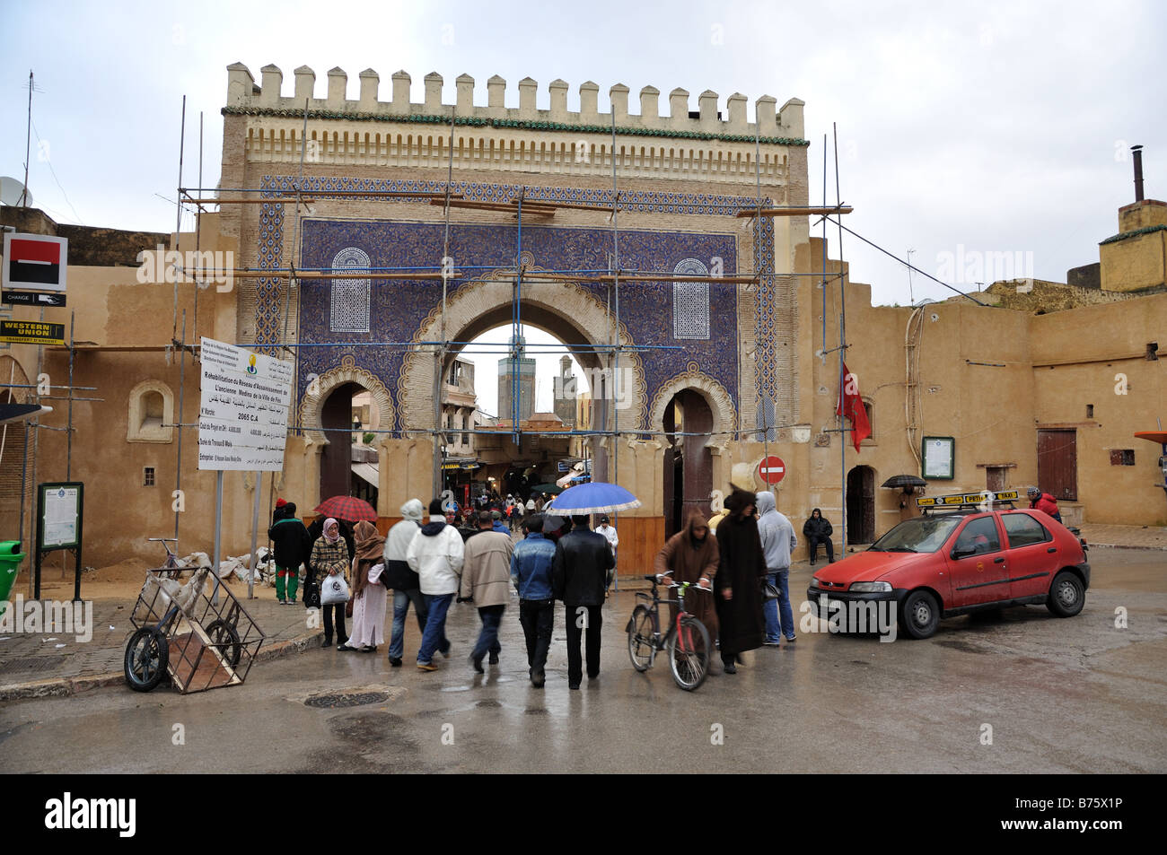 Bab Boujeloud Gate in Fes, Morocco Stock Photo