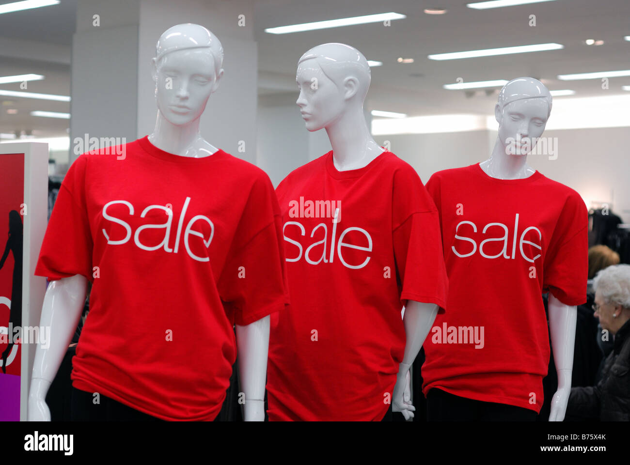Three Mannekins advertising January sales Marks Spencers Belfast Stock