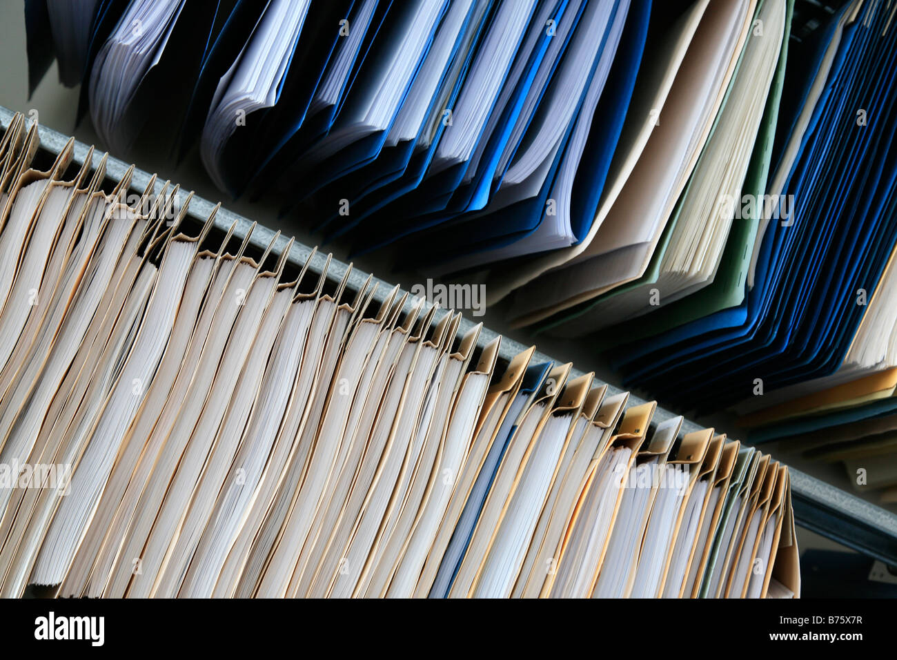 hanging files in a filing cabinet Stock Photo