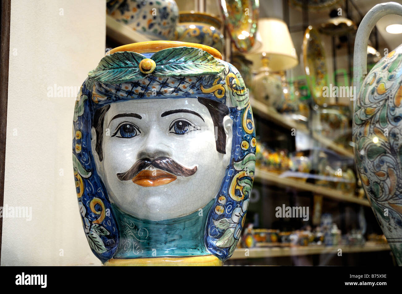Pottery head planter in Taormina, Sicily, Italy Stock Photo Alamy