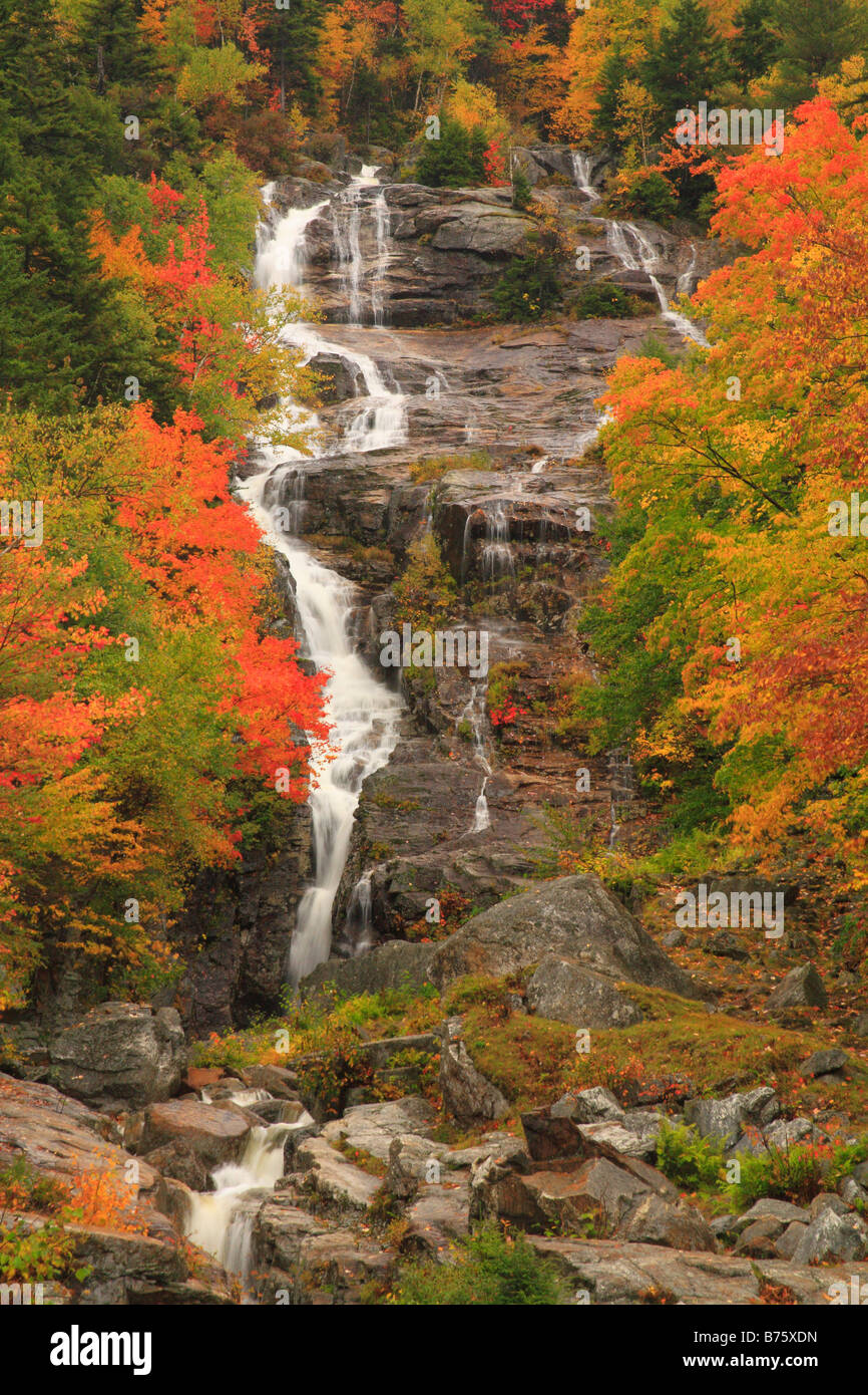 Silver Cascade, Crawford Notch, North Conway, White Mountains, New Hampshire, USA Stock Photo