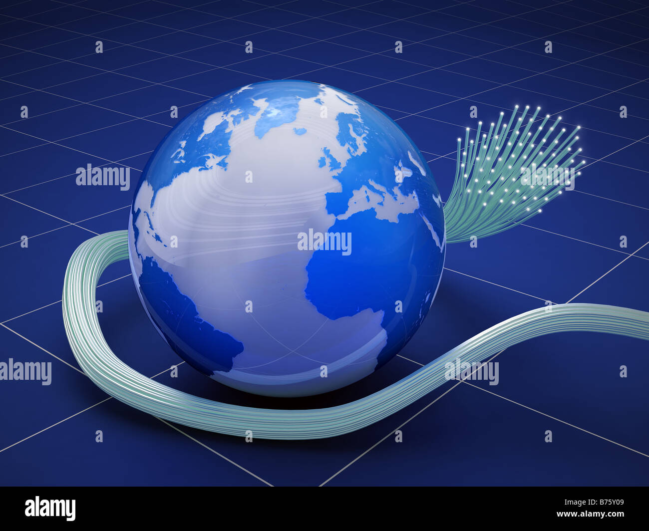Globe with a fiber optic cable Stock Photo Alamy