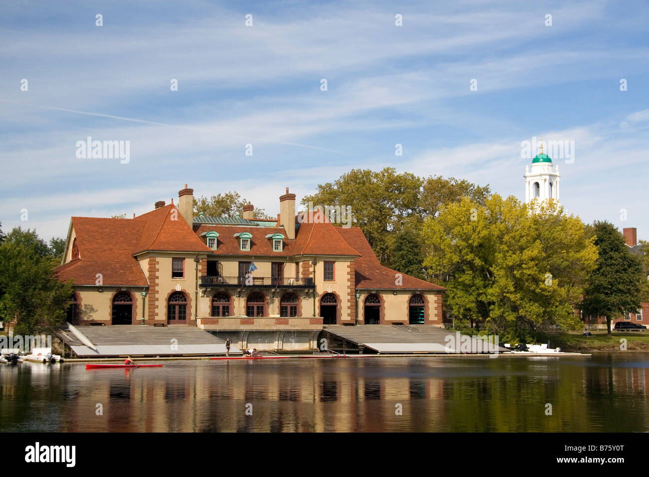 Weld Boathouse is a Harvard owned building on the bank of the Charles River in Cambridge Greater Boston Massachusetts USA Stock Photo