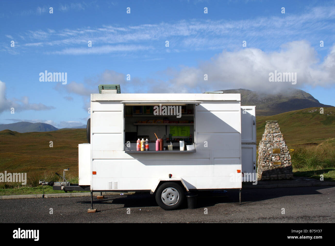 Fast Food Trailer in the Scottish Highlands Stock Photo