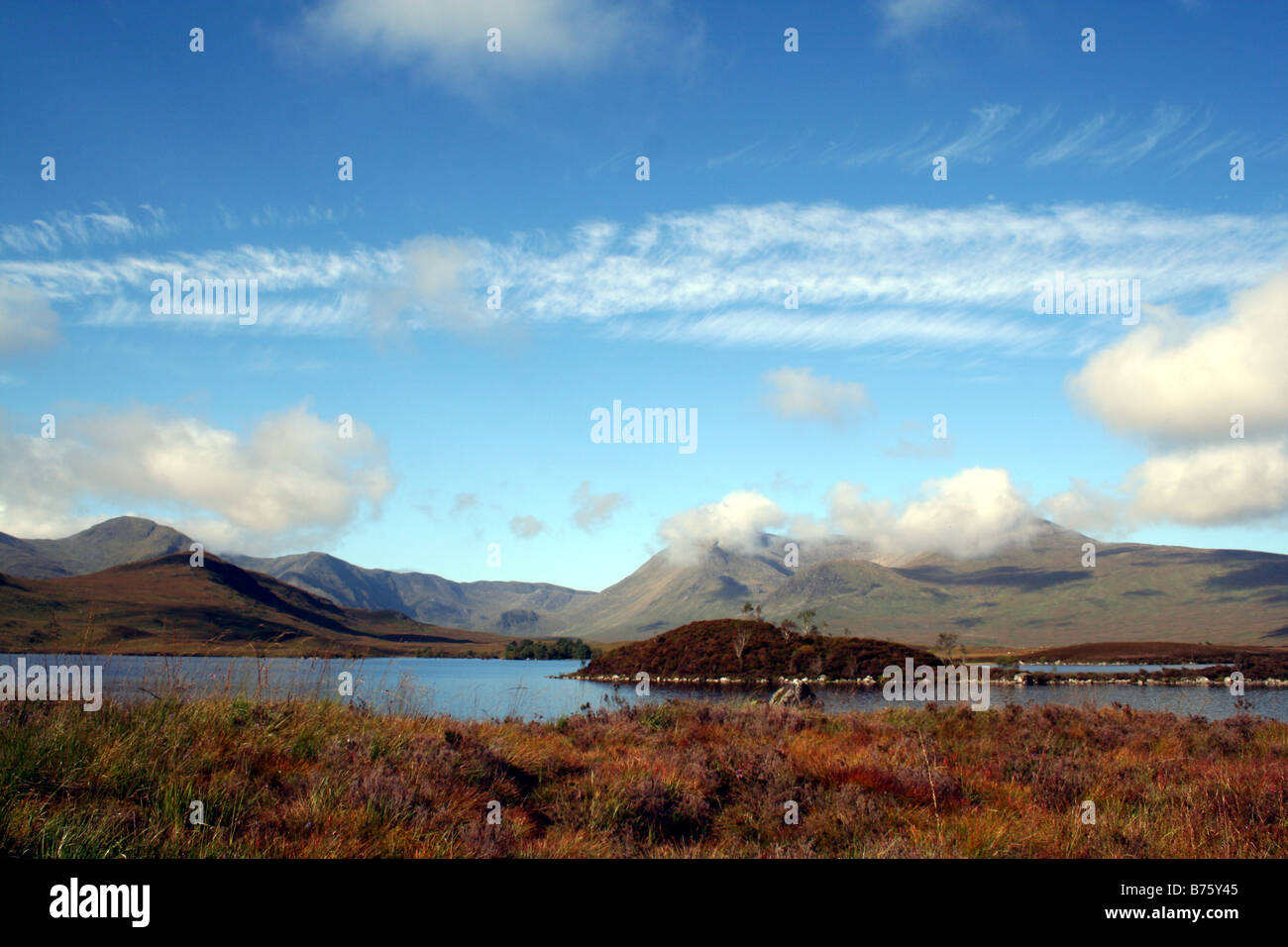 Loch Awe and Mountains in Scotland on a Sunny Spring Day Stock Photo