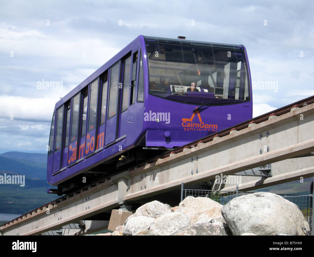Cairngorm Mountain Funicular Tourist Railway in the Scottish Highlands Stock Photo