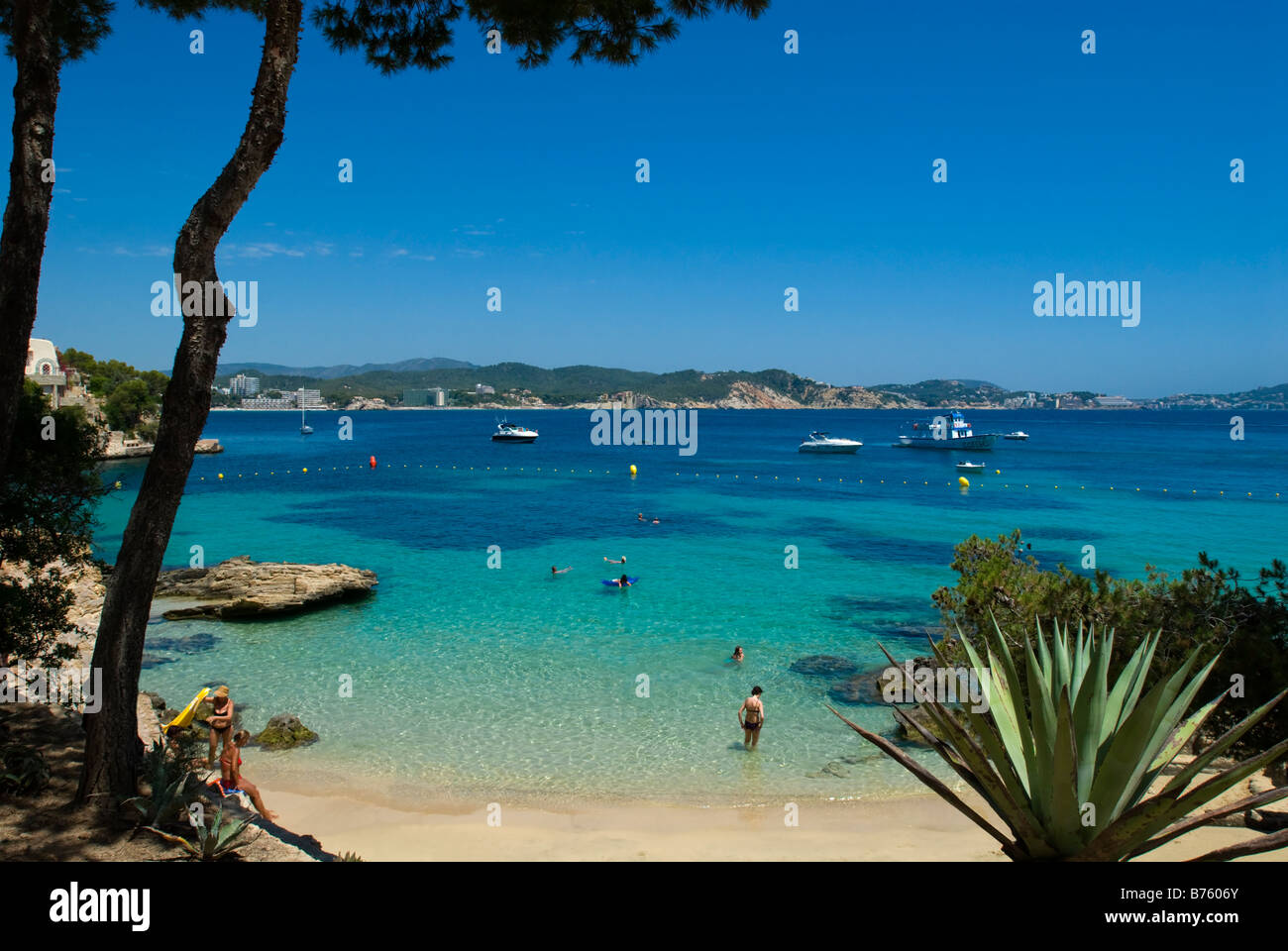 Sandy beach at Cala Fornells, Paguera, Mallorca, Balearics, Spain Stock Photo