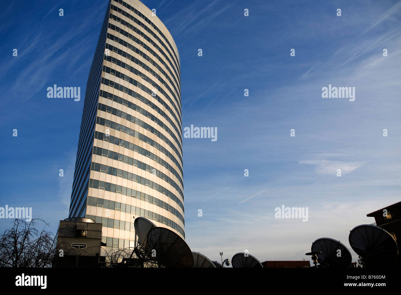 Modern Building and Satellite dishes Stock Photo