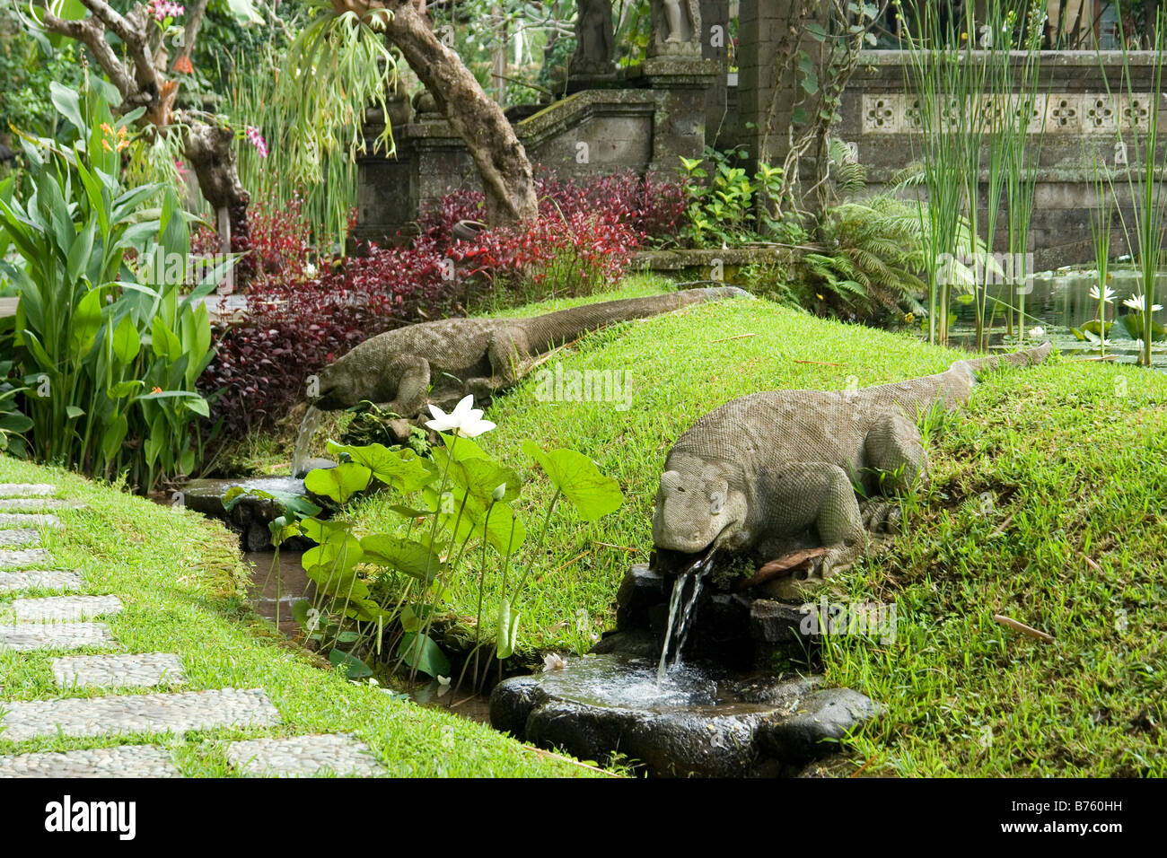 Gardens of the Agung Rai Museum of Art, at Ubud (Bali - Indonesia). A Ubud, les jardins du Musée Agung Rai (Bali - Indonésie). Stock Photo