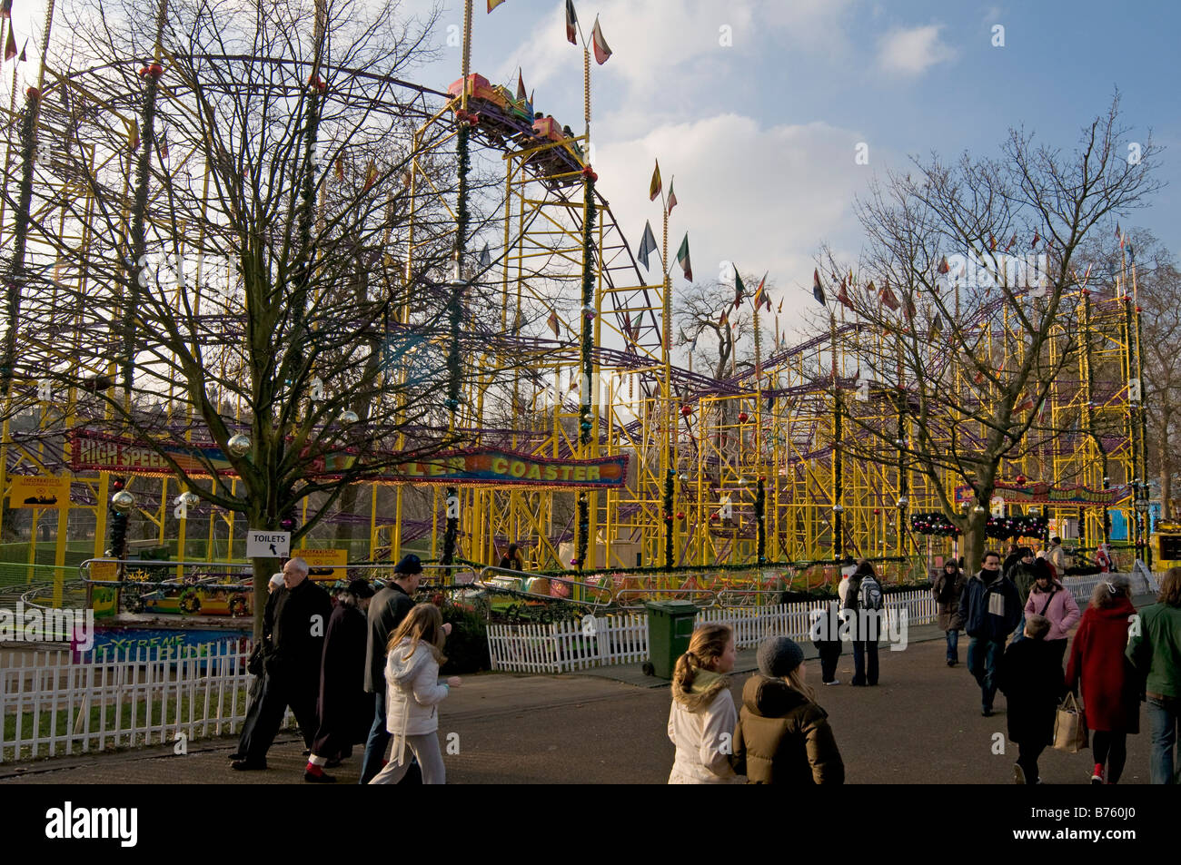 Roller Coaster at the Winter Wonderland christmas event at Hyde Park ...
