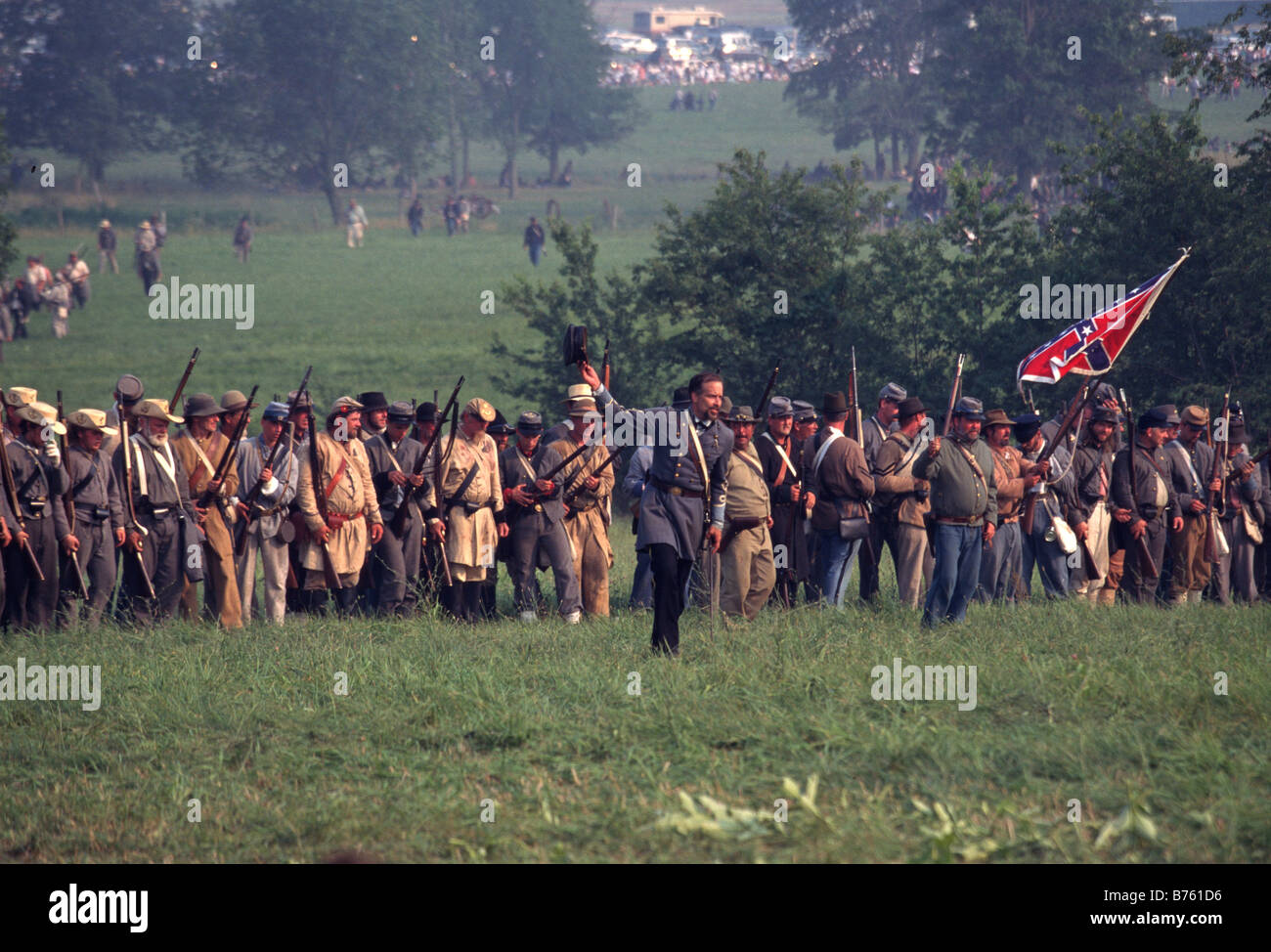 Confederate troops advancing. 135th anniversary of the battle of Gettysburg Stock Photo