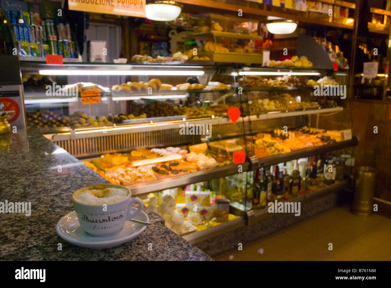 Cappuccino in a cafe bakery in Venice Italy Europe Stock Photo Alamy