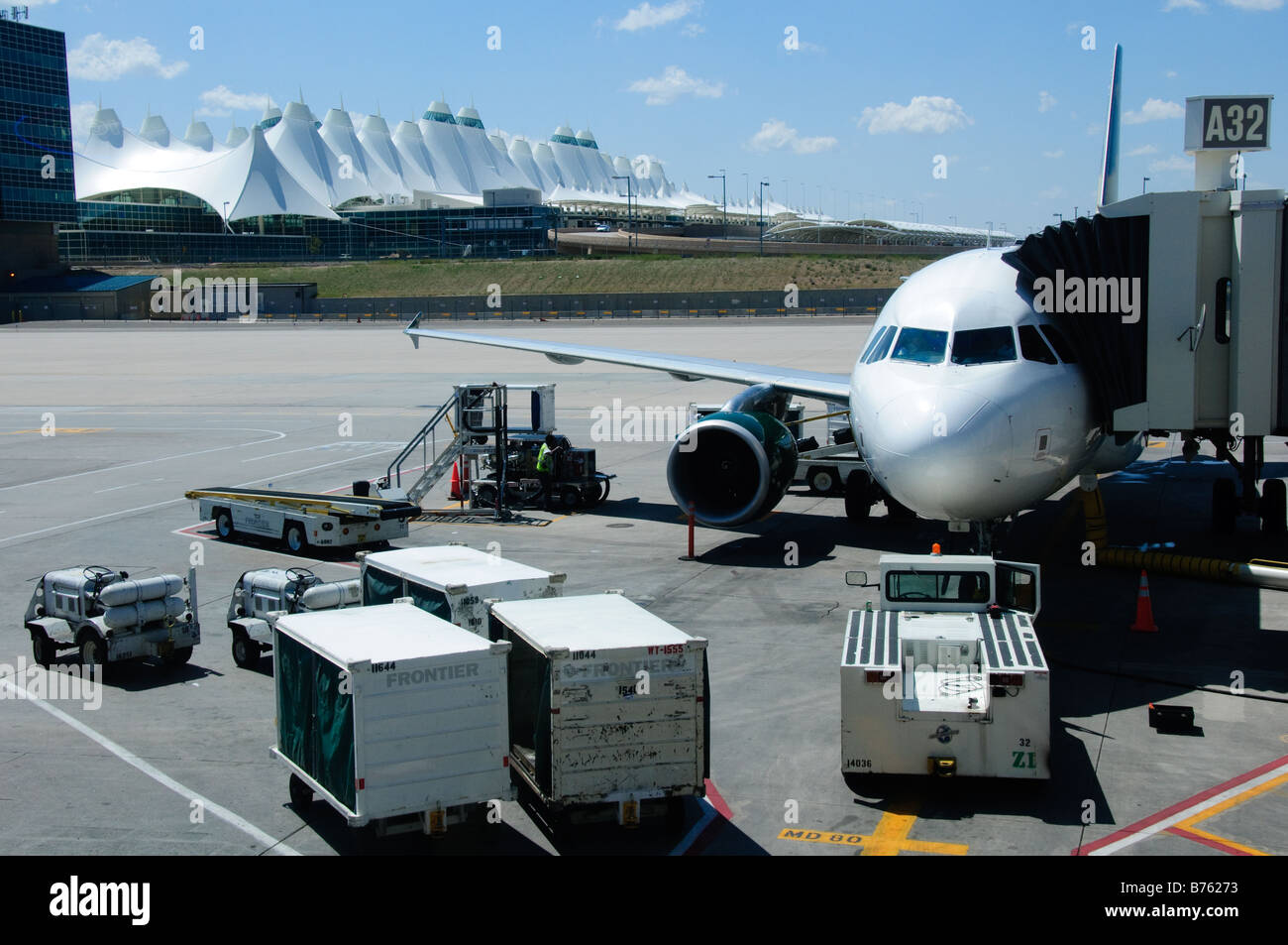 Plane at Gate in Denver Stock Photo Alamy