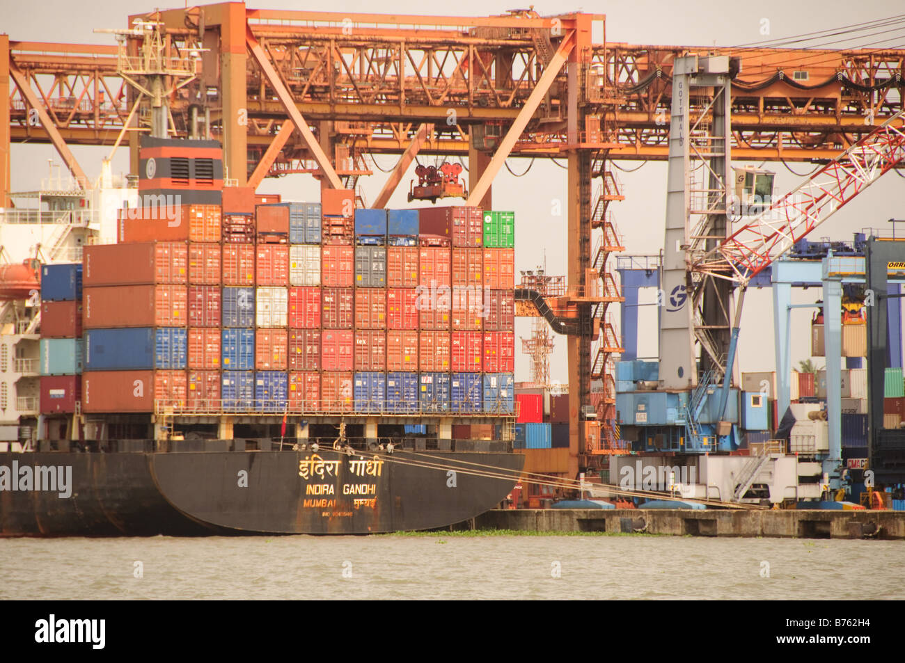 Indian cargo ship at port in India Stock Photo Alamy
