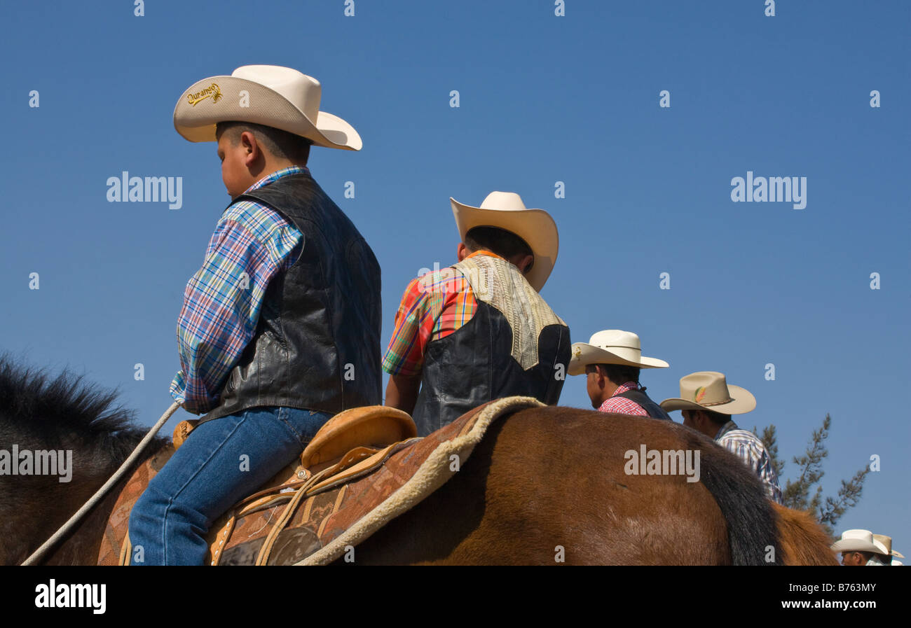 CABALLEROS or Mexican cowboys ride into town for the festival of the ...