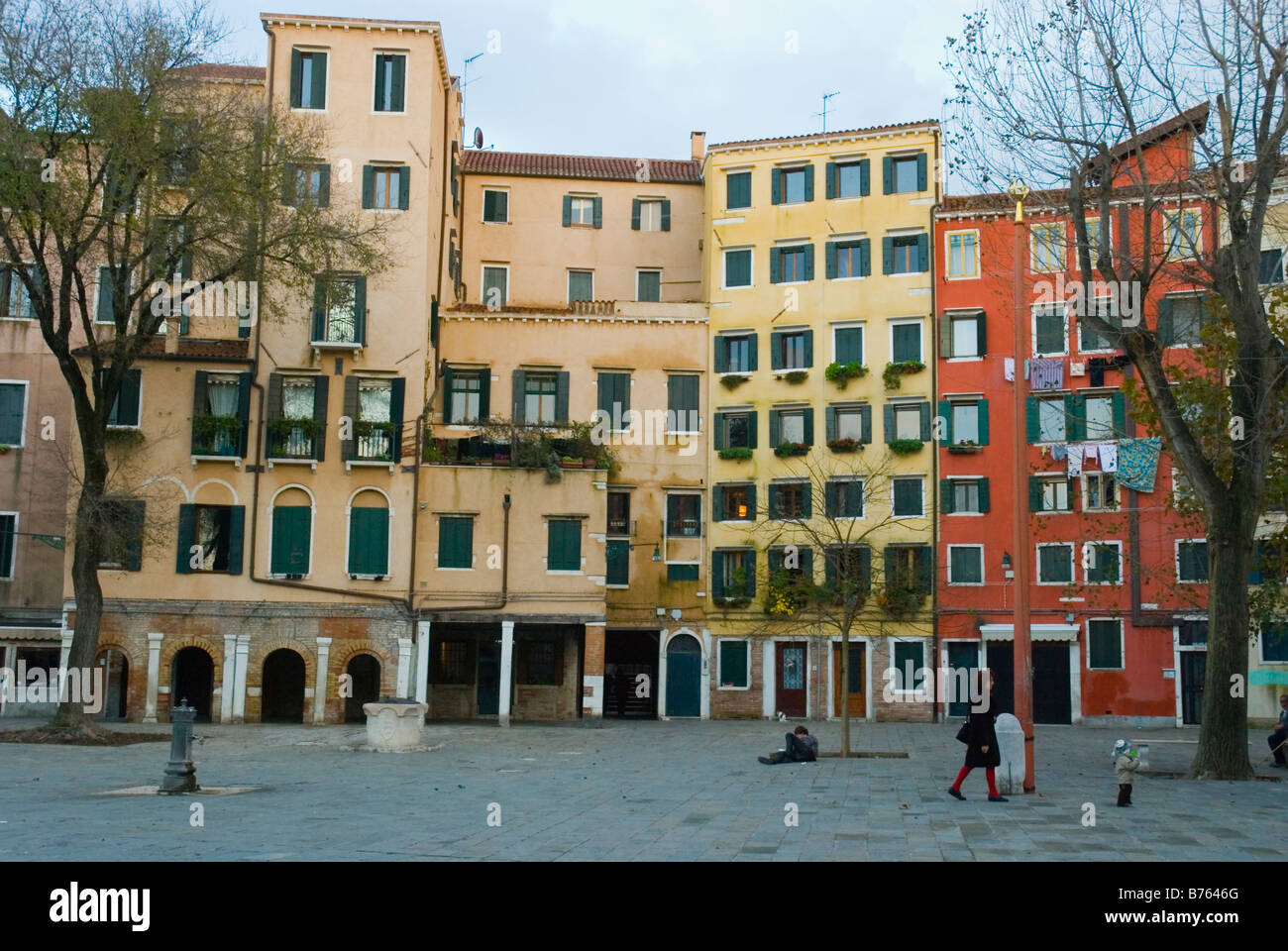 Campo Ghetto Nuovo in Cannaregio district of Venice Italy Europe Stock Photo