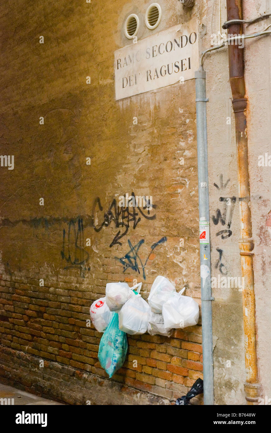 Rubbish in Venice Italy Europe Stock Photo Alamy
