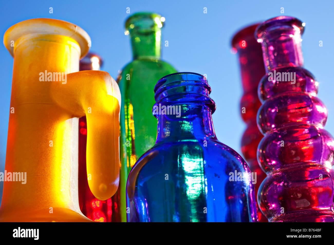 colored glass bottles Stock Photo Alamy