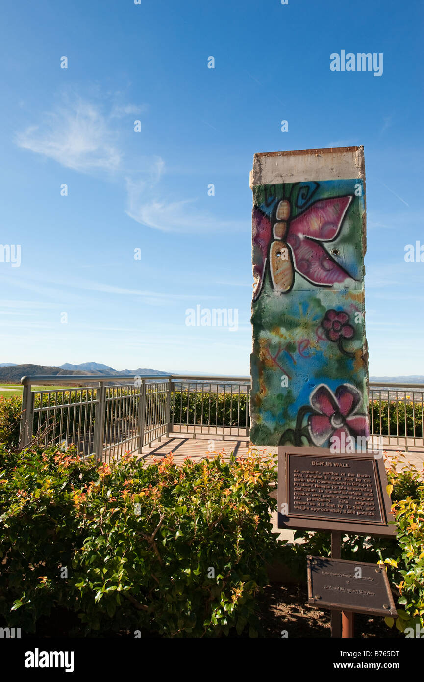 Section of the Berlin Wall at the Ronald Reagan Library in Simi Valley California Stock Photo