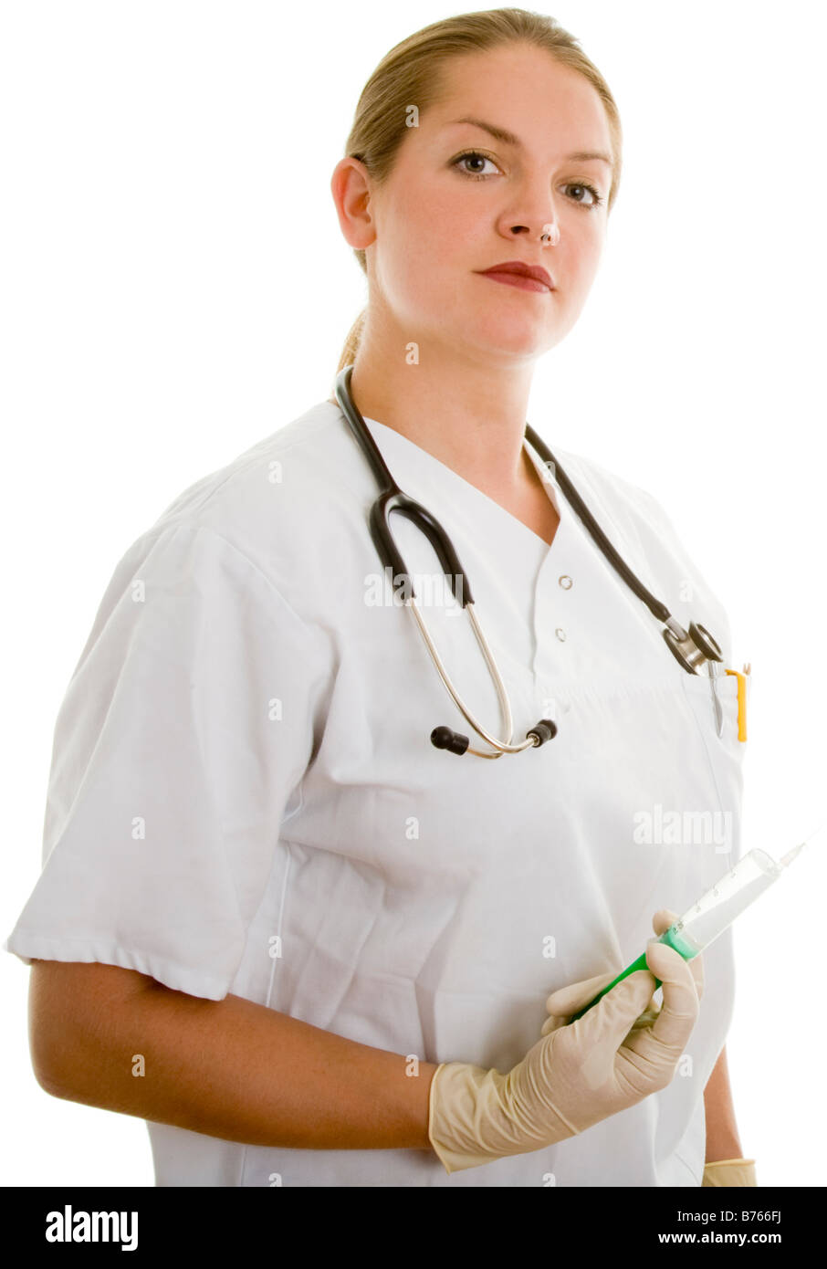 nurse with shot Stock Photo
