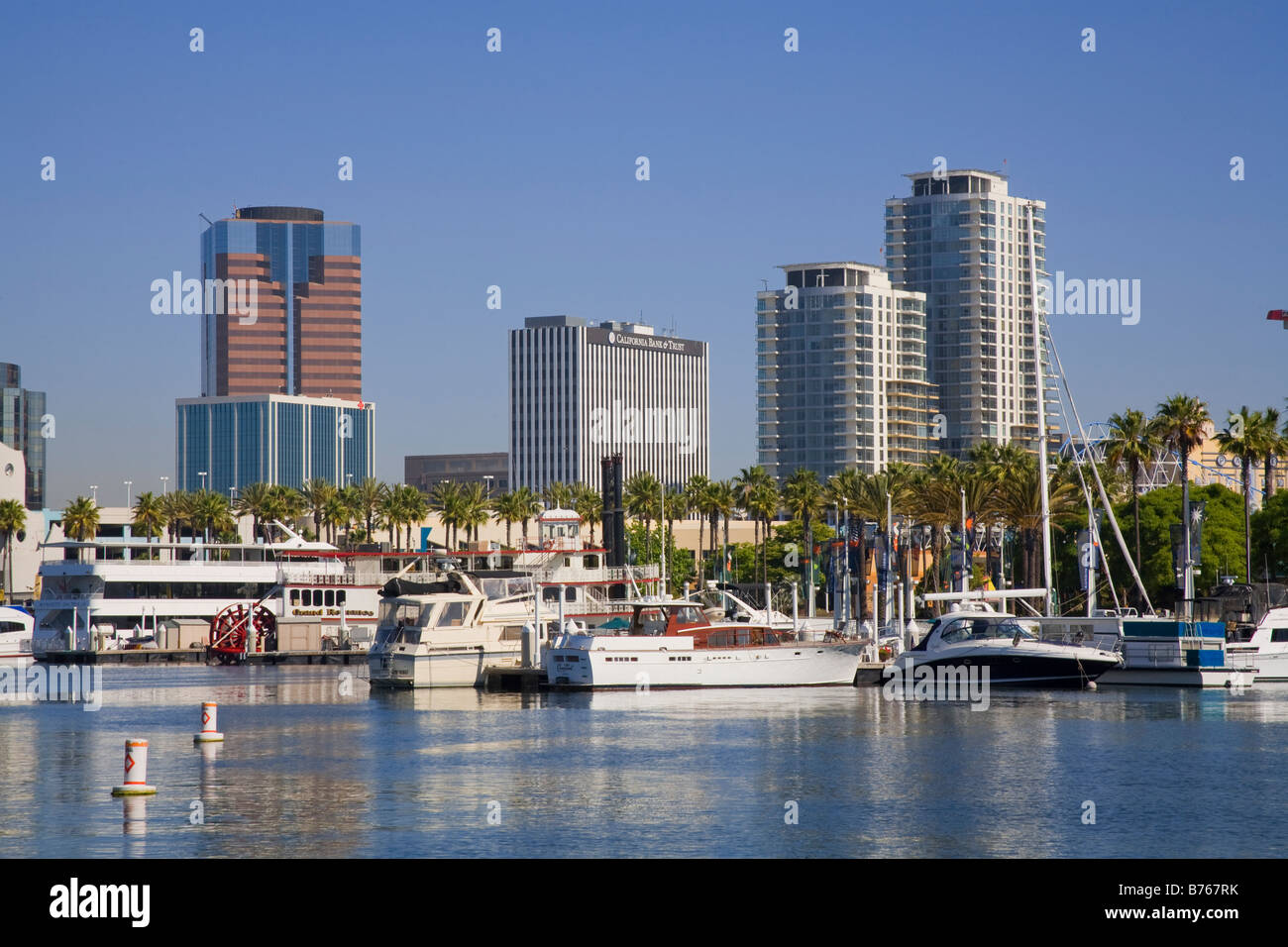 Rainbow Harbor, Long Beach Skyline, California, USA Stock Photo