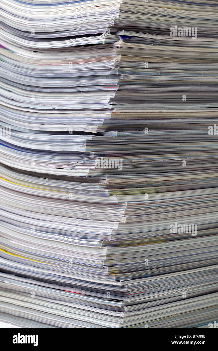 Close up of the corner in a stack of magazines Stock Photo