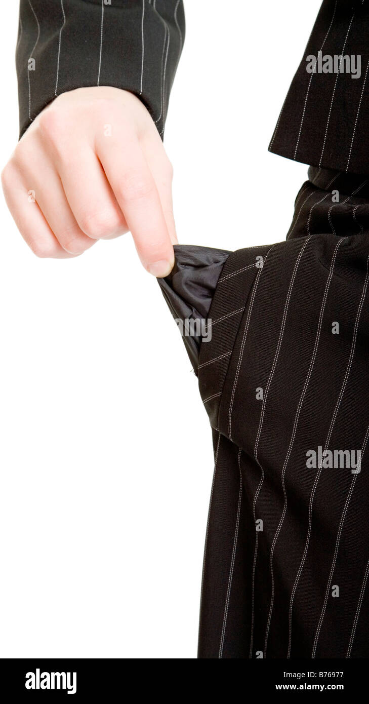 hand showing empty pockets Stock Photo