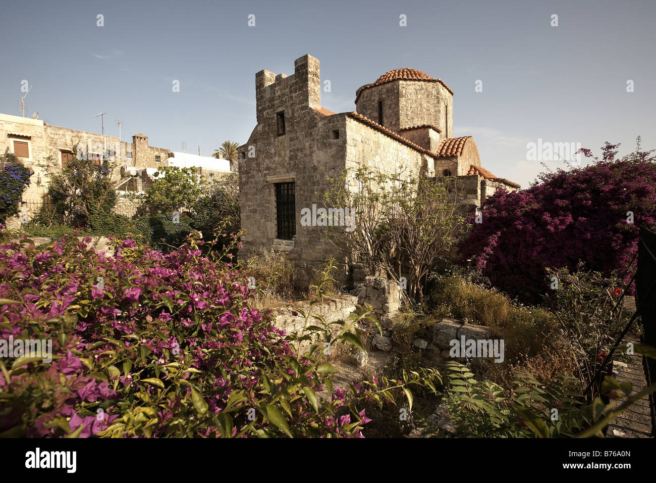 Rodos Island of Rhodes Greece Ministry of Culture 4th Ephorate of Byzantine antiquities Holy Trinity 15th century building Stock Photo