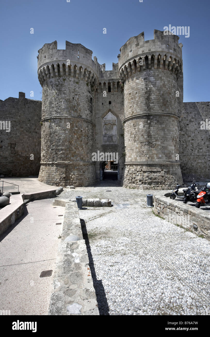 Medieval town gate Rodos Island of Rhodes Greece Stock Photo