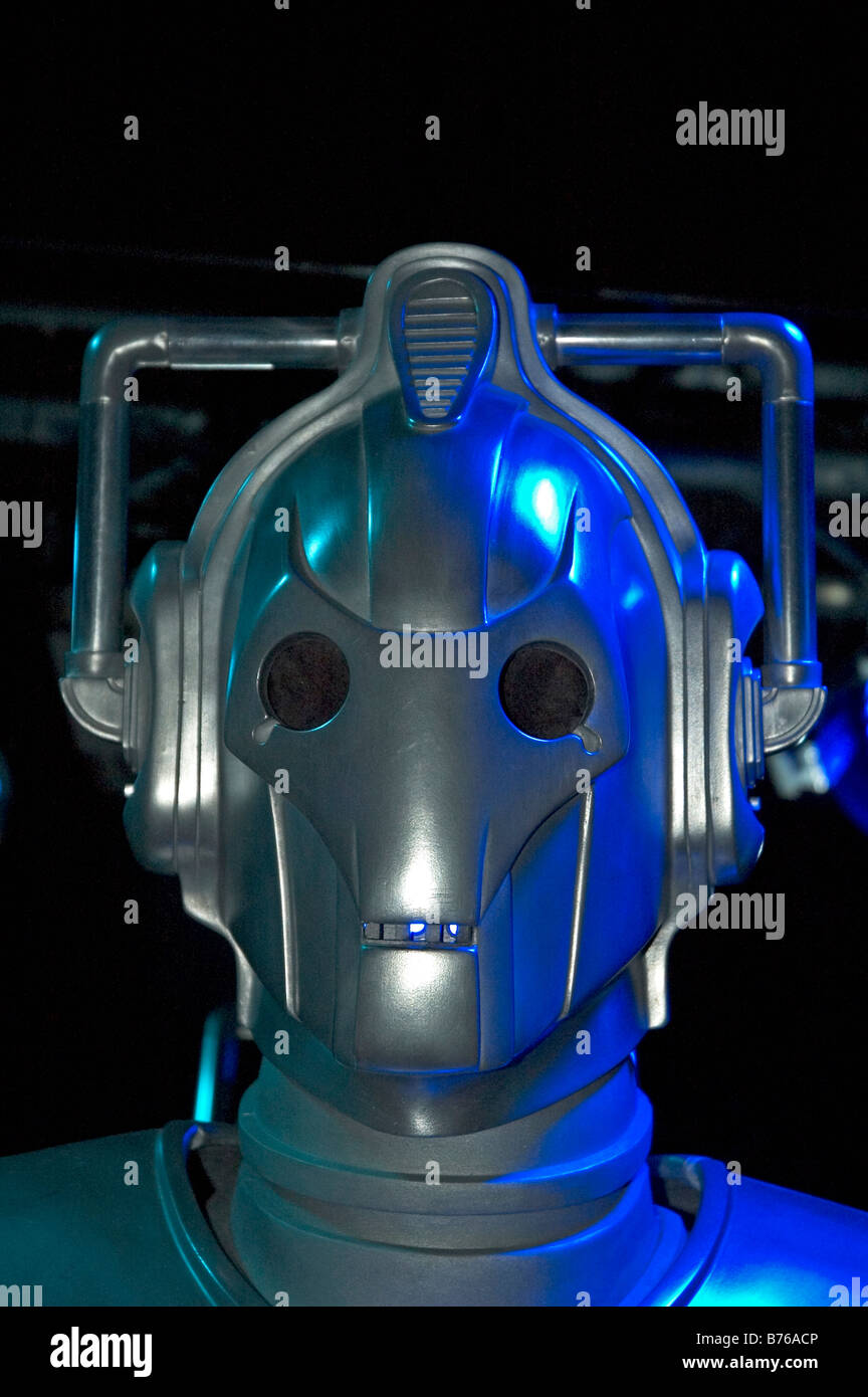 a portrait of a cyberman (dr.who) character at an exhibition at lands end in cornwall,uk Stock Photo