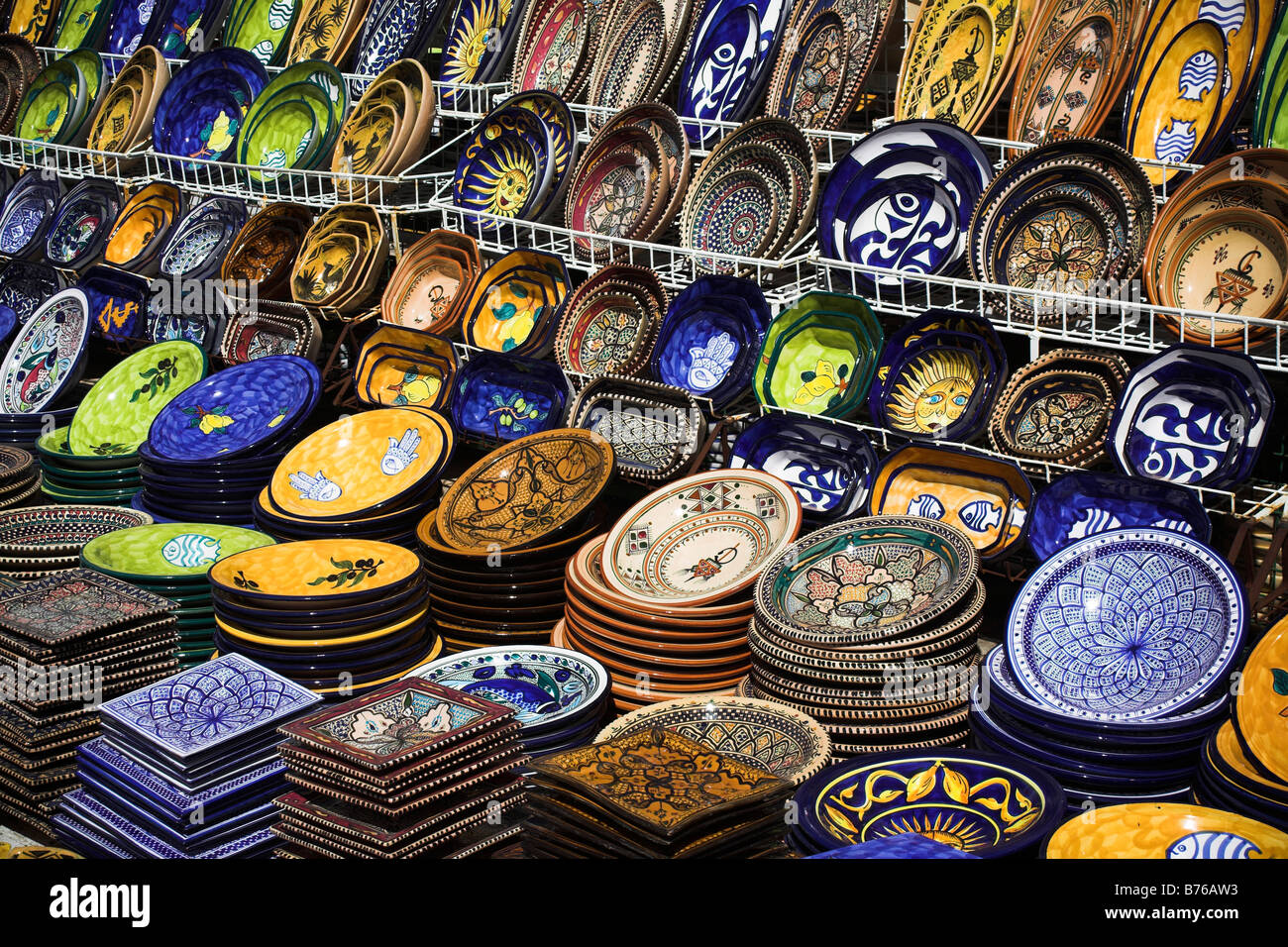 Traditional Tunisian pottery for sale. Port el Kantaoui, Tunisia Stock