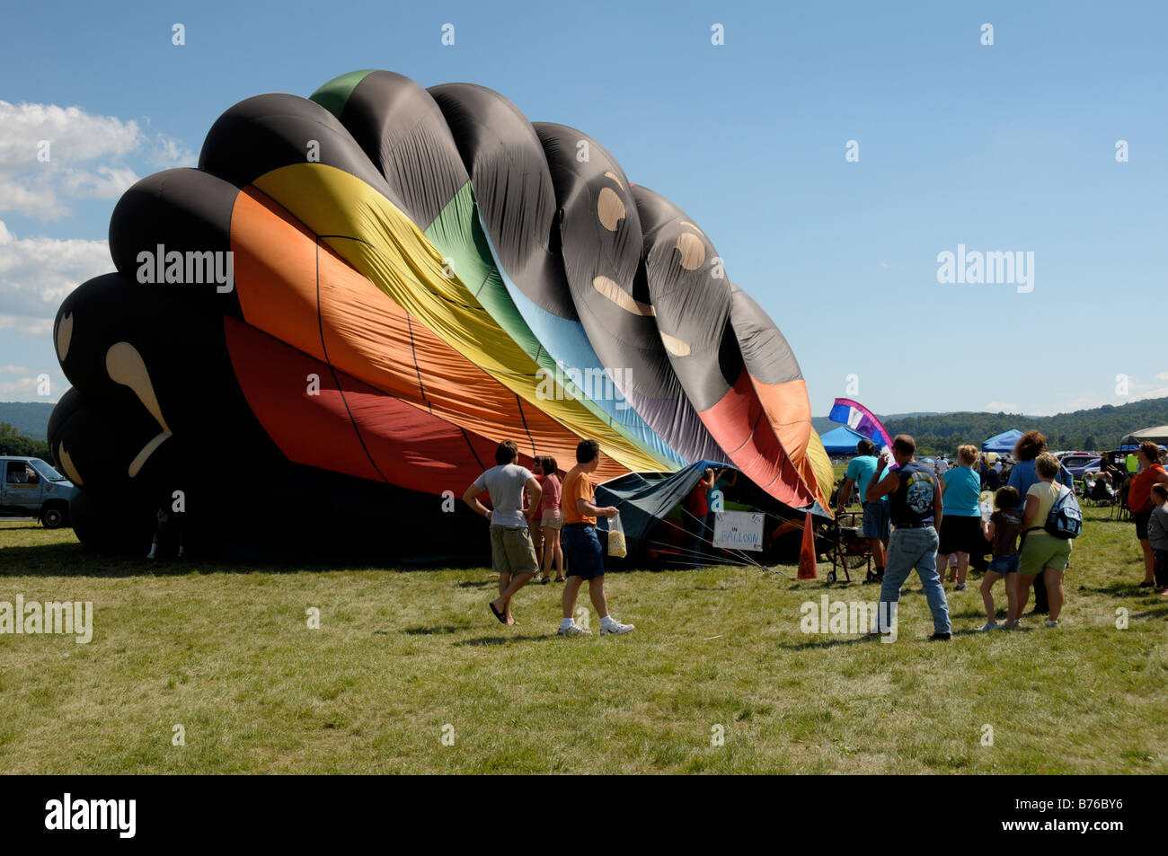 Hot air balloon preparing for flight at the Dansville Balloon Festival