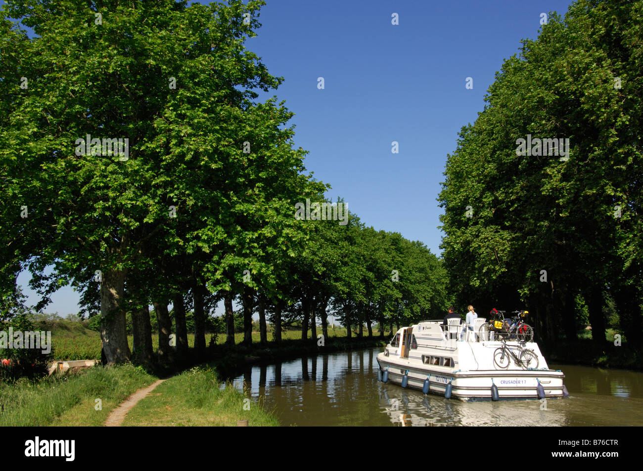 boot at the canal du midi Stock Photo