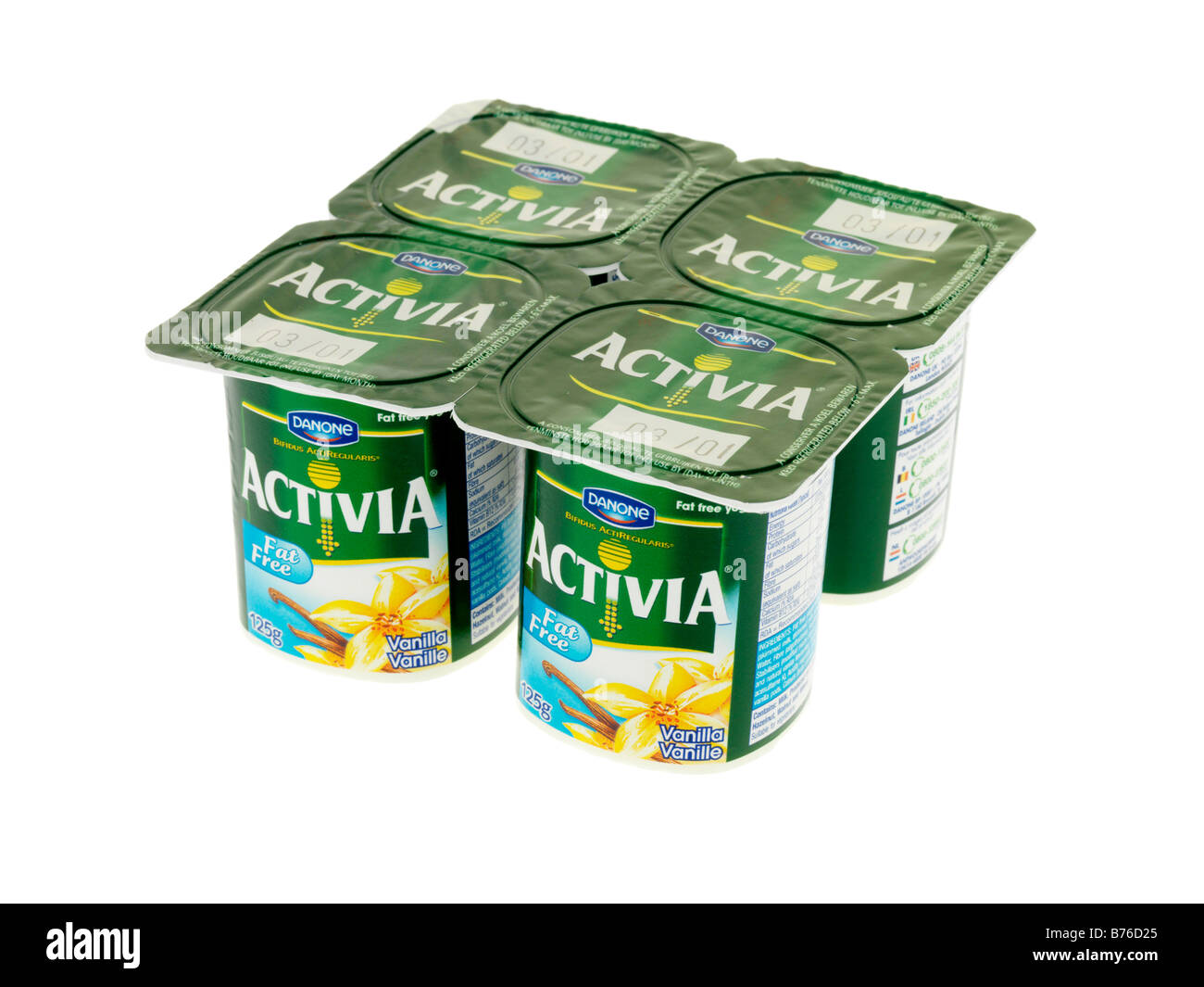 Vanilla Probiotic Yogurts Stock Photo Alamy