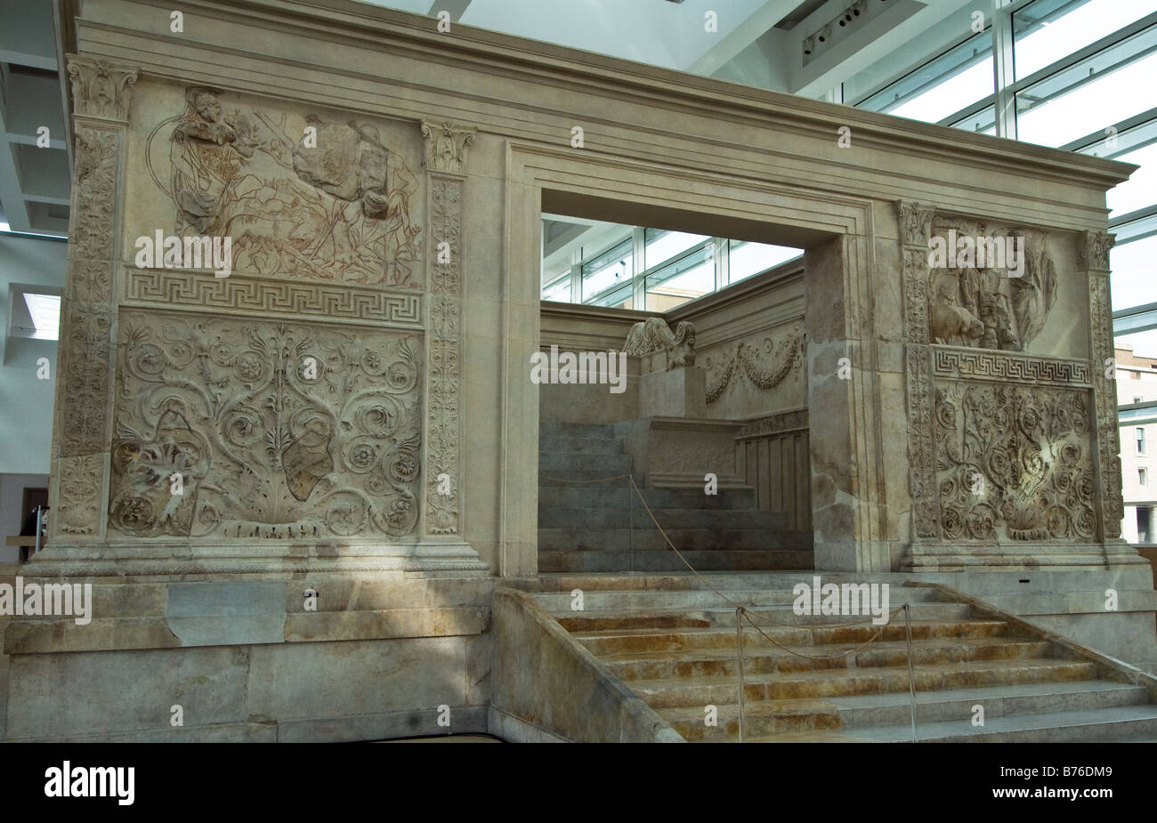 Roman altar of the Ara Pacis in Rome Stock Photo