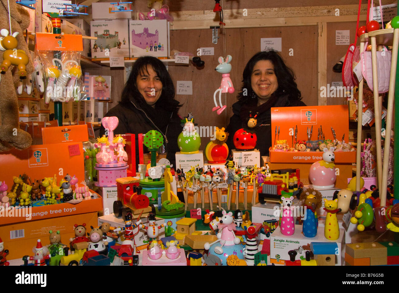 Christmas street market toy stall at Cheltenham, UK Stock Photo Alamy